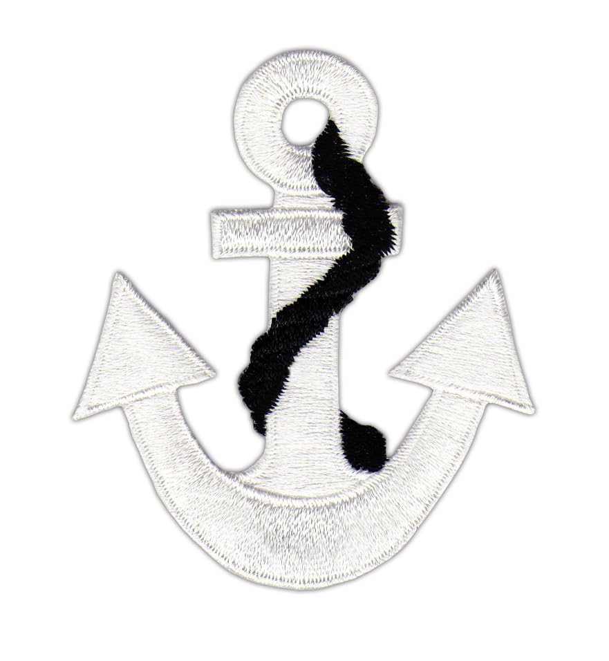 Braunert Patches – Gestickter Aufnäher „Anker“, Weiß, 5,8 X 6,6 Cm, Zum Aufbügeln Oder Annähen
