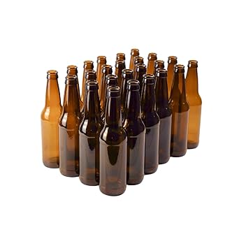 FastRack Amber Beer Bottles 12oz (Pack of 24) | Longneck Glass Beer Bottles w/Crown Finish for Home Brewing Mead, Cider & Kombucha | Durable Brewing Bottle & Bottling Kit