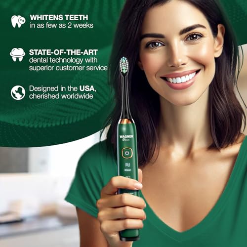Wagner Stern Emerald Green Edition ultrasonic whitening Electric Toothbrush Features Five Brushing Modes, Eight Soft Brush Heads, and a Luxurious Travel case. - Image 4