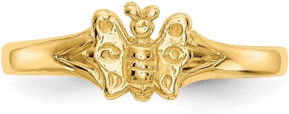 JewelryWeb 14k Yellow Gold Solid Polished Butterfly Angel Wings Ring Size 2.00 Ring for Women - Image 5