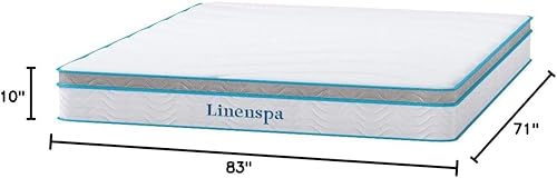 Miniatura 55 de Linenspa - Colchón híbrido de 8 pulgadas de espuma viscoelástica y resortes internos, de sensación de media a firme, tamaño matrimonial, color blanco