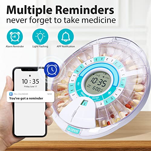 Daviky Automatic Pill Dispenser For Elderly With Alarm, Electronic Pill Dispenser Machine, 28 Day Smart Bluetooth Monthly Pill Organizer, Pill Reminder With App For Prescriptions, Vitamins & More #TOP2