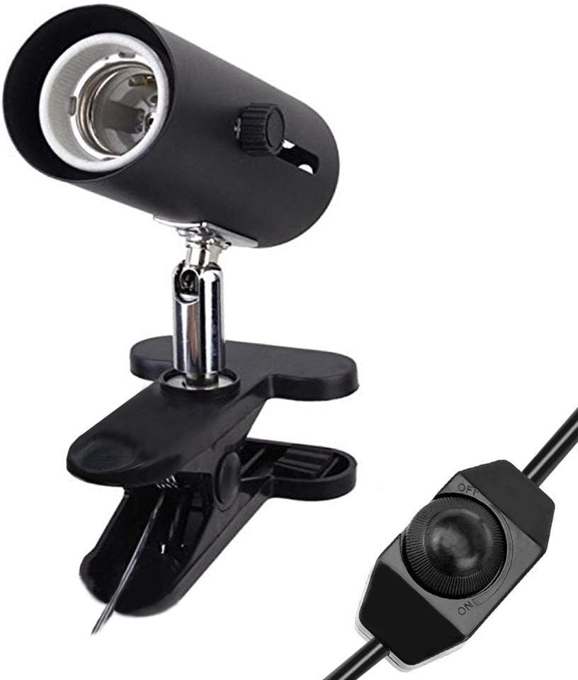 Reptile Turtle Basking Lamp Fixture - Flexible Reptile Heat Bulb Stand Holder, 360-Degree Rotating, Amphibian UVB UVA Heat Emitter Infrared Light Bulb Clip on Fixture, Terrarium Clamp Lamp Holder