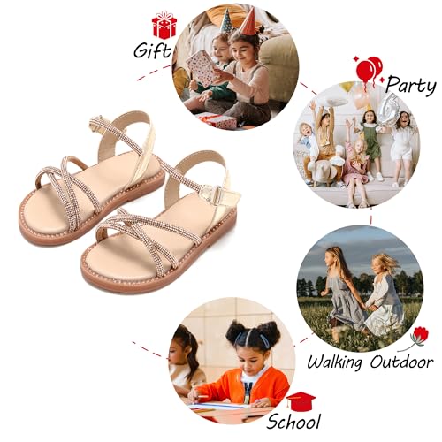 Image of PHIRAMIN Toddler Flower Girl Sandals - Girl Dress Shoes Toddler Little Kid Wedding Party