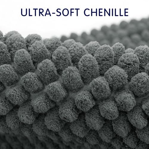 SUBRTEX Bathroom Rugs, 24" x 60" Chenille Bath Rug Soft Short Plush Bath Mat Soft Shower Mat Water Absorbent Shower Mat Quick Dry Machine Washable, Gray by SUBRTEX - Image 3