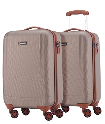 Hauptstadtkoffer - Wannsee - 2 x Handgepäck Koffer-Set Trolley-Set Rollkoffer sehr Leichter Reisekoffer, ABS Hartschalenkoffer 4 Rollen, TSA Zahlenschloss, Champagner