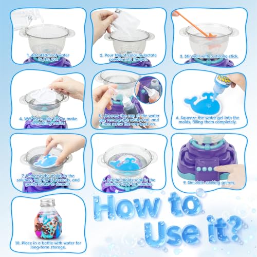 snookids Magic Water Elf Kit für Kinder - 6 Farben Aqua Gelz Set & 10 Formen & Wasser Fairy Magic Pot Kit - Kinder Arts & Crafts Water Elf DIY 3D Magisches Wassergel Spielzeug