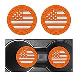 Augeny 2 PCS Car Cup Holder Coasters, 2.75 Inch American Flag US Flag Insert Auto Cup Coaster, Universal Anti Slip Cup Mat for Men Women, Vehicle Interior Decor Accessories (Orange)