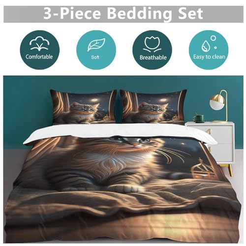 Ensemble linge de lit microfibre chat 3D aux finitions premium 240cm - 6