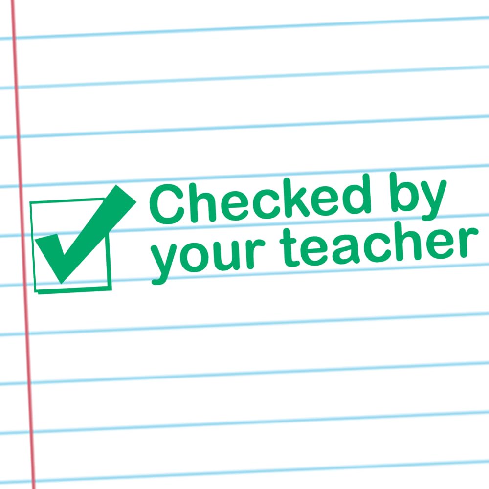 Classroom Capers Green Checked By Your Teacher Teacher Stamp. Self-Inking. Ink (Cc64a36)