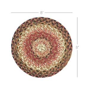 VHC Brands Ginger Spice Trivet Hot Pad for Pots Pans, Orange Red Natural, Jute Blend, Round Circle, 8 Inches VHC Brands Ginger Spice Trivet Hot Pad for Pots Pans Orange Red Natural Jute Blend Round Circle 8 Inches