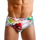 Mens Swimsuit Briefs Padded Swimwear Printe Male Sexy Fashion Swimming Bikini Board Beach Surfing Swim Trunks (Red,Tag L (US M),)