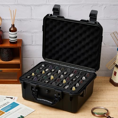 Image of Bucherry 40 Folding Knife Case Waterproof Pocket Knife Holder Hard Sided Knives Storage Box Lockable Protective Travel Storage Organizer for Folding Knives Collection