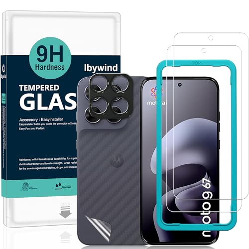 Ibywind Verre Trempé pour Motorola Moto G67/G77/G87/G Max 5G,2 Pièces Dureté 9H Protecteurs d'écran et Protection Caméra,Facile à Installer,Support Déverrouillage Des Empreintes Digitales,Anti-bulle