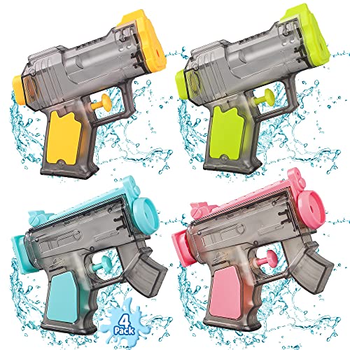Enkerpro 4 Pack Water Guns for Kids-Small Water Pistol Toy Set-Super Soaker Squirt Guns Summer Swimming Pool Party and Outdoor Beach Water Fighting Games for Boy Girl Age 3 4 5 6 7 8