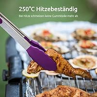 U-Taste Silikon Küchenzange, 250℃ hitzebeständiger, 3 Stück, Lila – Ansicht 4
