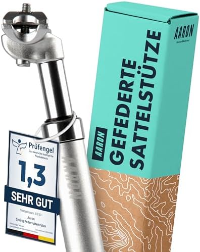 AARON Spring Federsattelstütze [Das Original] 27,2 30,9 31,6 34,9 mm | Gefederte Aluminium Fahrrad Sattelstütze 350mm für E-Bike, MTB, Downhill, Trekking