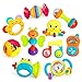 Lihgfw Baby Rasseln 0-1 Jahre alte Babyhandglocke des Babys for Vier Monate alte Babyspielzeug 10 Kombinationen, niedliche Formen, umweltfreundliche Materialien (Color : Multi-Colored)