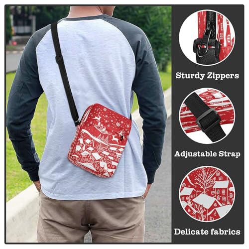 MCHIVER Small Messenger Bag Christmas Village Crossbody Bag for Men Women Cell Phone Purse Wallet for Concert Beach Travel4