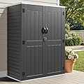 YITAHOME 59 cuft Outdoor Vertical Storage Shed, Tall Storage Shed Outdoor w/o Shelf, Outdoor Waterproof Storage Cabinet for Garage, Pool Storage, Garden Shed Outdoor Storage, Dark Gray