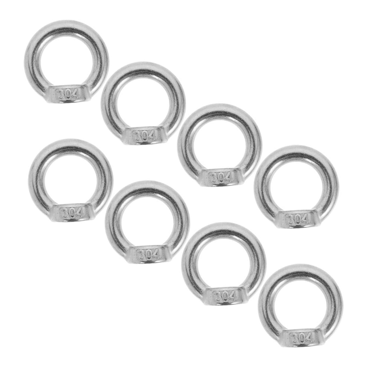 8pcs 304 Stainless Steel M8 Marine Eye Nuts Heavy Duty Threaded Lifting Ring Fasteners for Hoisting Rigging Outdoor Industrial Use