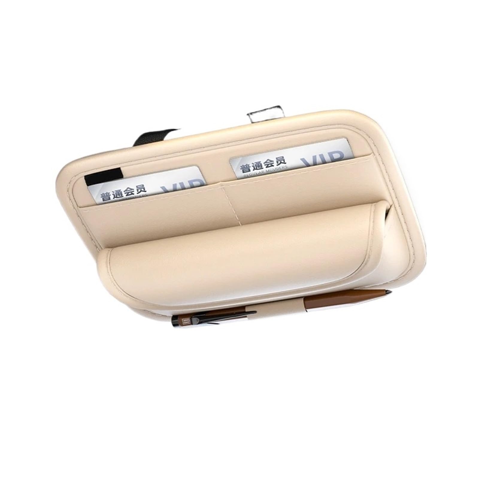 Porta Occhiali per Auto Custodia per Occhiali per da Sole in Pelle PU Resistente all'Usura Chiusura con Gancio E Anello Scatola Protezione per AntiGraffio(Upgraded Beige)