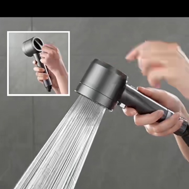 Regadera de alta presión con filtro que cuida suavemente la piel y el cabello | Cuatro modos de salida de agua: lluvia, masaje, rociado y modo mixto, con interruptor de dispensación de agua de un solo botón miniatura 7