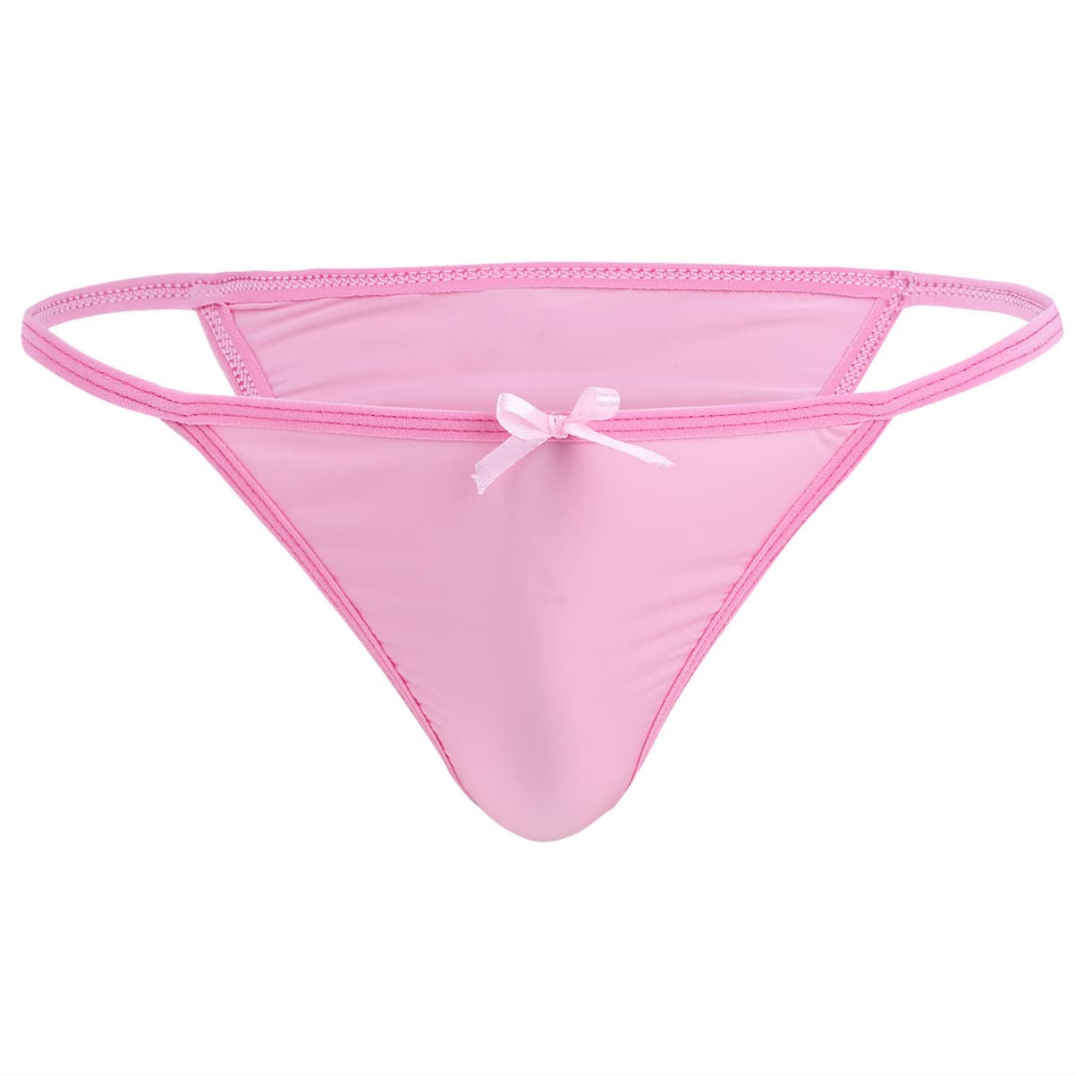 CHICTRY Men's Sissy Soft Silk Low Rise Lingerie Bikini Briefs Underwear Pink XL
