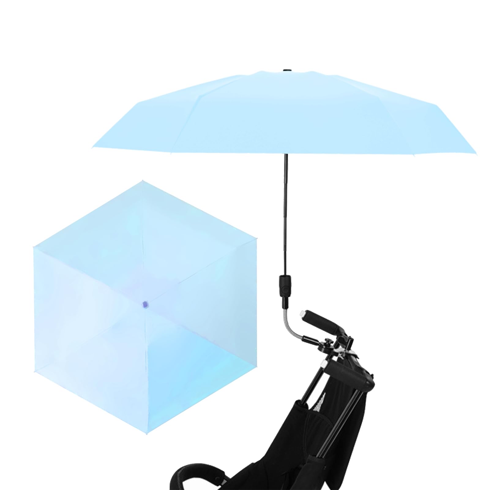 Toddler Umbrella Lightweight Baby Detachable Stroller Umbrella Sun Protection Sun Rain or Shine Kids Car Umbrella Baby Pram Umbrella with Adjustable Clamp (Blue 90cm)