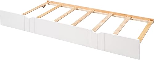 Miniatura 91 de Flieks Sofá cama de madera de tamaño individual con dos cajones de almacenamiento y soporte de 10 listones de madera (blanco)