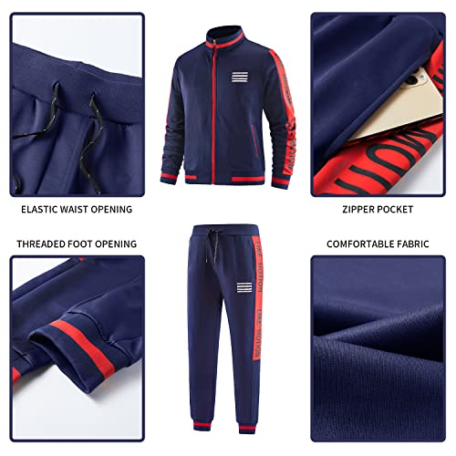 W Jianwang Track Jogging Suits For Men Set Running Sweatsuits 2 Piece Casual Tracksuits Joggers Outfits Workout Sports Jacket And Pants 2016 Navy Xl #TOP3