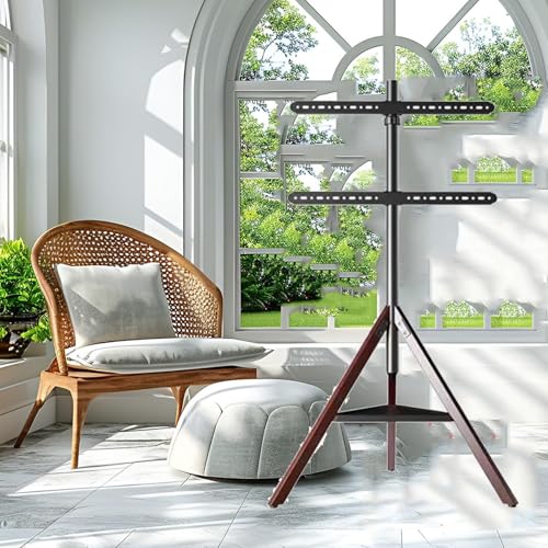 Support de sol portable pour téléviseurs plats/incurvés – Hauteur réglable et pivotant – Supporte jusqu'à 50 kg – Comprend une étagère pour une meilleure stabilité