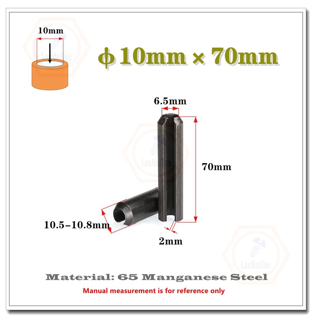 20pcs φ10mm×70mm Manganese Steel Spring pin - Elastic Straight pin - Hollow pin - Cotter pin - Locating pin