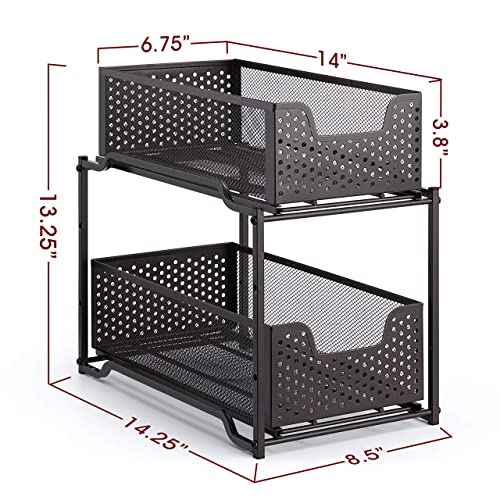 Simple Trending 2 Pack Stackable 2-Tier Under Sink Cabinet Organizer With Sliding Storage Drawer, Bronze #TOP2