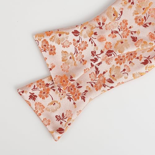 Image of Alizeal Mens 2pcs Floral Bow Tie Set | Self-tied Elegant Pocket Square Set for Wedding