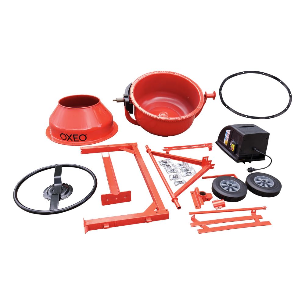 Bétonnière 160L - 650W - 29,5 tr/min - Couronne Dentée en fonte - Grand volant blocage au pied - Pour béton, mortier, ciment