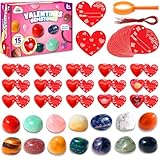 ZMLM Valentines Day Gifts for Kids: 15PCS Natural Rock with Card and Love Box Creative Toys for Boys Girls Classroom Exchange School Activities Party Favors Science Exploration & Collection