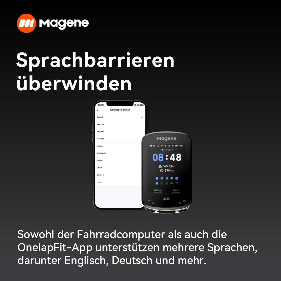 Magene C506SE GPS Kabellos Fahrradcomputer, Streckennavigation, 2,4-Zoll-wasserdichte-Farbbildschirm, WiFi&Bluetooth, Benutzerdefinierte Daten, 11 Sprachen
