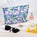 URSKYTOUS Violet Flower Makeup Bag Travel Large Floral Cosmetic Bags for Women Makeup Pouch Zipper Cosmetic Pouch for Purse Aesthetic Make up Organizer Bag Toiletry Bag Travel Essentials Accessories