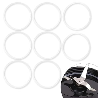 8 Pcs Seal White Ring, Rubber Gasket Replacement O-Ring for 250W Blender Sealing, Compatible with Magic Bullet MB1001, Blender Cross Blade, White
