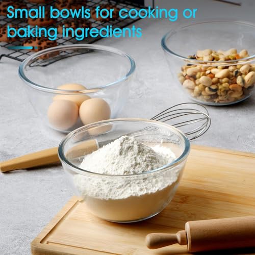 Image of WRINGO Glass Bowl for Kitchen Prep, Dessert, Dips, and Candy Dishes, Cake, Snack Bowl Set of 6 Or Nut Bowl, and Microwave Safe Clear Glass Bowls for Mixing, Storing Size 5.5 Inch