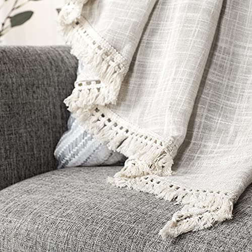 Beda Home Tassel Linen Textured Swag Curtain Valance For Farmhouses’ Kitchen; Light Filtering Rustic Short Swag Topper For Small Windows Bedroom Privacy Added Rod Pocket Design(Nature 36X63-2Pcs) #TOP4