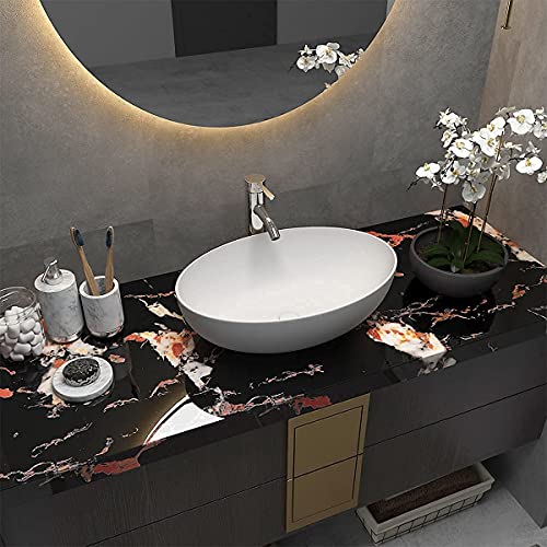 Image of HOME13 Black Marble Vinyl Self Adhesive Removable and Decorative Vinyl Wallpaper for Kitchen Countertop Cabinets Table, 1 Ft x 10 Ft with 2pcs