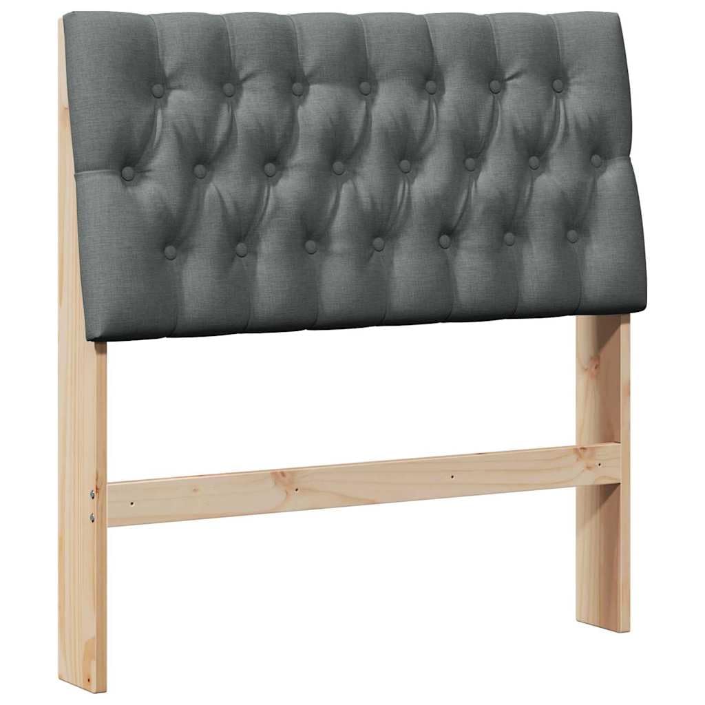 Tête de lit capitonnée en pin massif gris foncé 90 cm