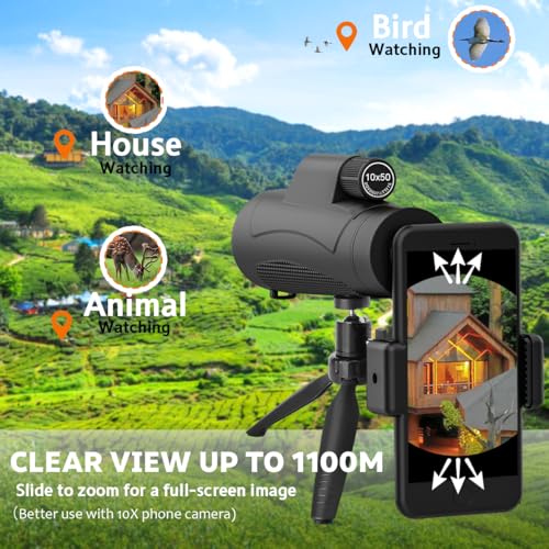 Image of New 2025-80x100 Monocular Telescope High Powered for Smartphone High Definition Monoculars for Adults with Adapter /Tripod for Bird Watching Hiking Hunting Camping Traveling Outdoor Wildlife Viewing