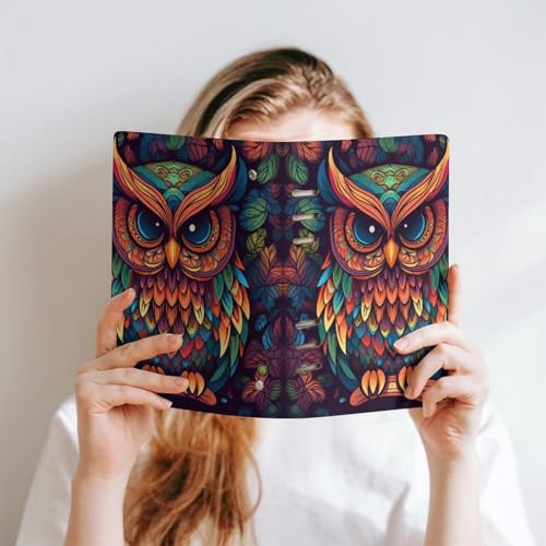 Cuaderno A5 de hojas sueltas recargable con grabado de búho 6