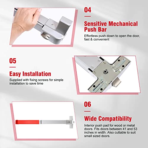 Partol Door Push Bar Panic Exit Device Stainless Steel Commercial Emergency Exit Bar Handle Door Hardware Exit Device Suitable For Wood Metal Door #TOP2