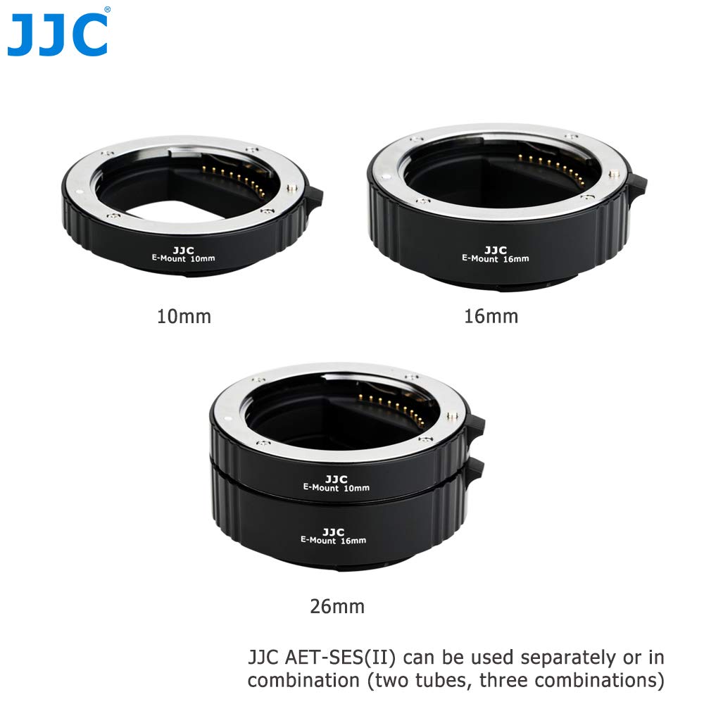 JJC 10mm/16mm Sets Metal Tubo de Extensión TTL Enfoque Automático AF para Lentes Sony E y Cámaras de la Serie NEX etc.