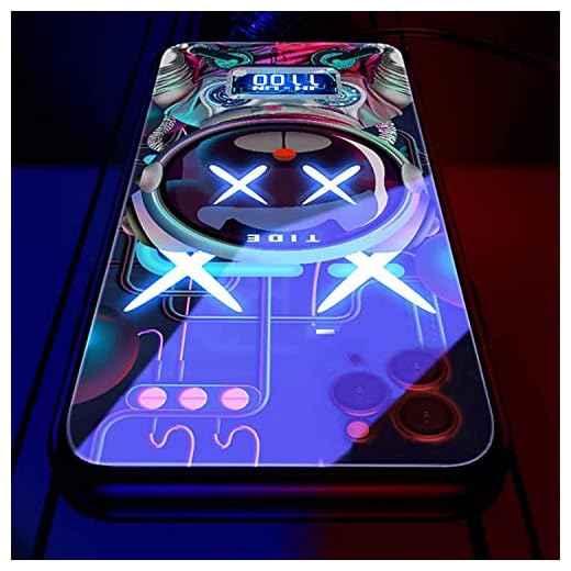 With LED iPhone 12 Pro Max Case,Colorful Glowing Tempered Glass Back Cover Bumper Shockproof,forCool Women and Trendy Men,Protective Lens,Voice Call Flash Wireless Charging,Send Tempered Film.Bear