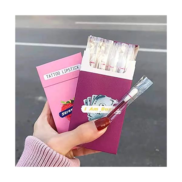 Yvemk Tattoo Lipstick Cotton Swab, 20 Pcs Tattoo Lip Stain Long Lasting Waterproof Matte Lipstick, Portable Lipstick Cotton Swab, Women Non-stick Lip Tints